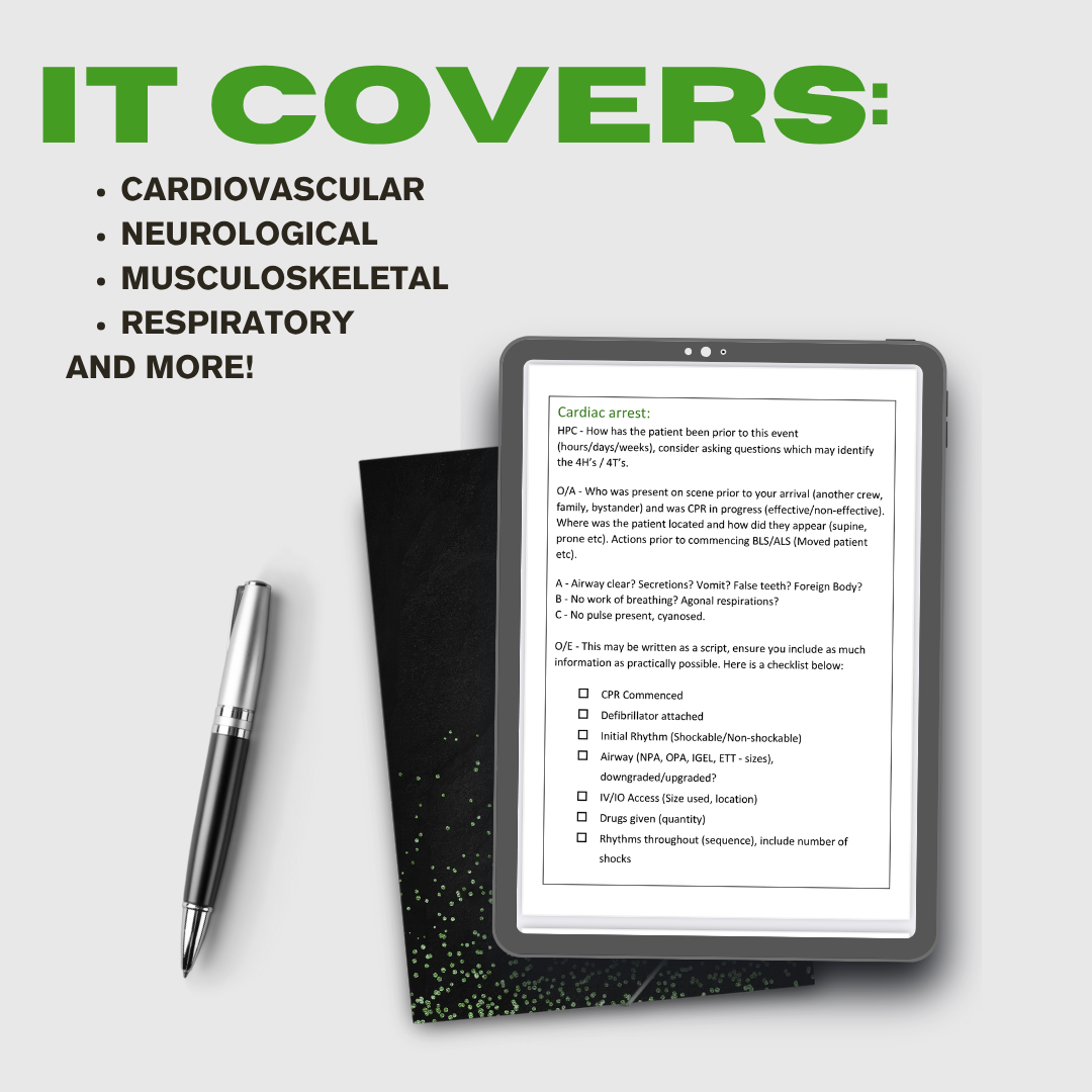 Downloadable Electronic Patient Record (PRF) Template for Nurses, Paramedics, Students, Doctors & EMTs