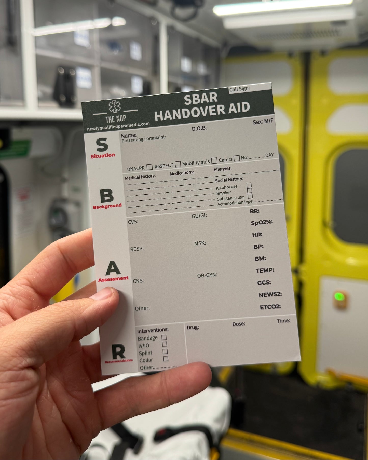 SBAR / ATMIST (ATMISTER) Handover notepad aids for student paramedics, paramedics, CFRs and other emergency service staff