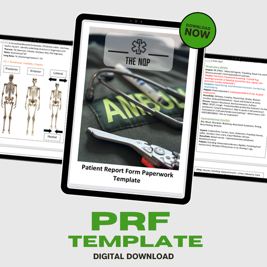 Downloadable Electronic Patient Record (PRF) Template for Nurses, Paramedics, Students, Doctors & EMTs